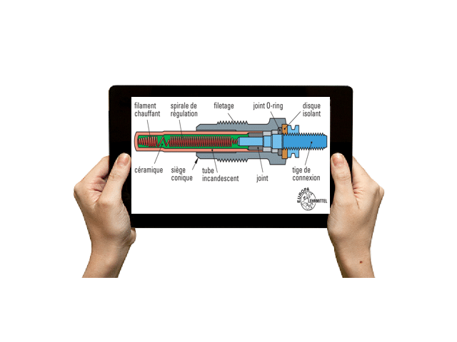 Bougie de préchauffage, bougie de préchauffage à tige (remplacement de la  bougie de préchauffage à spirale)